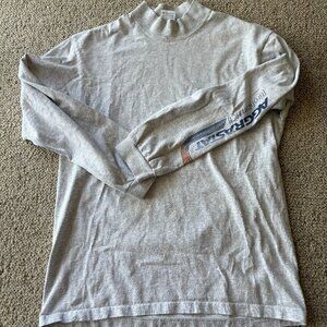 Vintage AGGRASTAT Mock Neck Long Sleeve Shirt | Size M | Gray | 100% Cotton